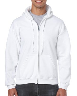 Full zip hoodie Gildan 18600 Heavy Blend White Felpa full zip con cappuccio Gildan 18600 Heavy Blend Bianco