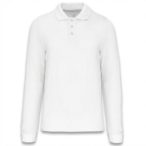 Long sleeve polo Kariban K243 — cotton piqué White Polo manica lunga Kariban K243 — piquet cotone Bianco