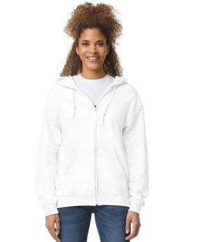 Full zip hoodie Gildan GN960 Heavy Blend White Felpa full zip con cappuccio Gildan GN960 Heavy Blend Bianco