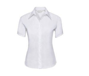 Shirt da donna a manica corta Ultimate Non-Iron Russell Collection JZ57F Bianco Camicia da donna a manica corta Ultimate Non Iron Russell Collection JZ57F Bianco