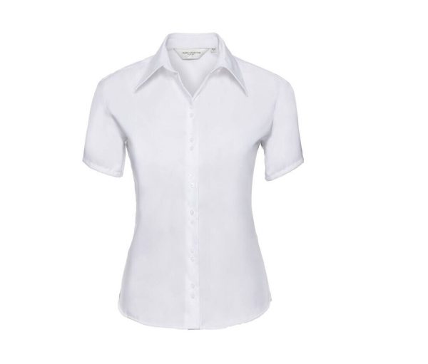 Camicia da donna a manica corta Ultimate Non-Iron Russell Collection JZ57F Bianco Camicia da donna a manica corta Ultimate Non Iron Russell Collection JZ57F Bianco