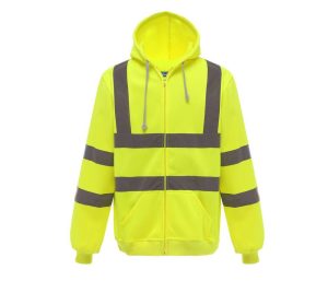 High-visibility zip hoodie Yoko YKK07 Hi-Vis Yellow Felpa con cappuccio e zip ad alta visibilità Yoko YKK07 Hi Vis Yellow