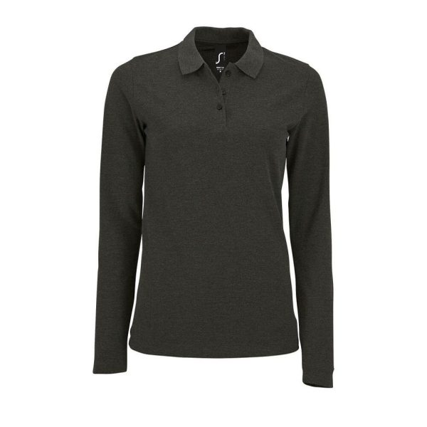 Perfect Lsl Women Polo Donna Manica Lunga SOL'S 02083 Melange di Carbone